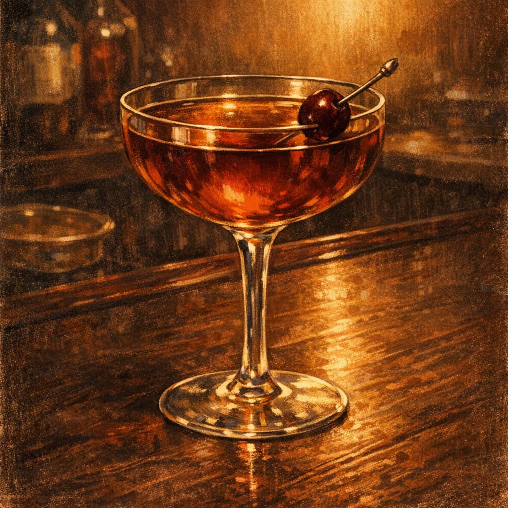 Illustrative Manhattan cocktail.