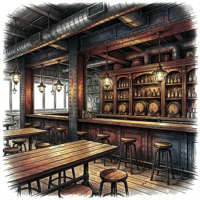 A quiet, dimly lit booth at Dog Haus Biergarten.